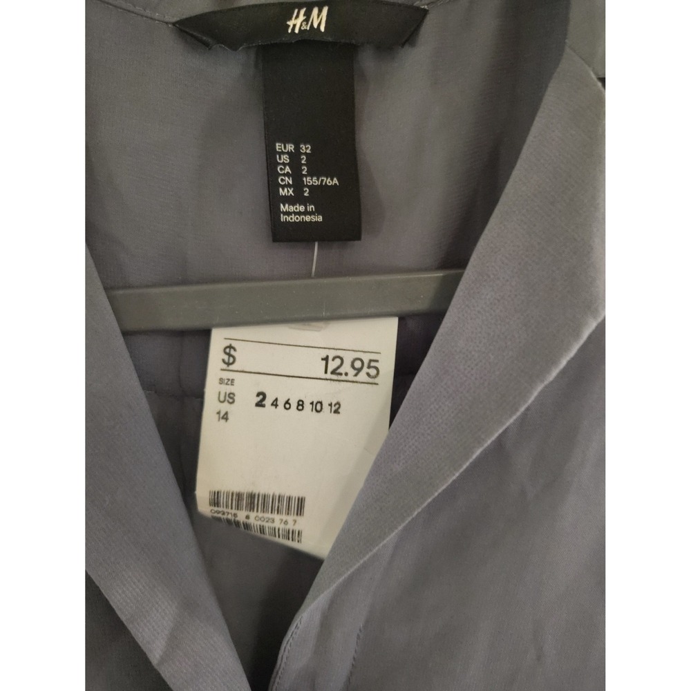 HM Sleeveless Button Down Blouse Slate Blue Gray High Low Hem Top Size 2 NEW - Picture 2 of 3